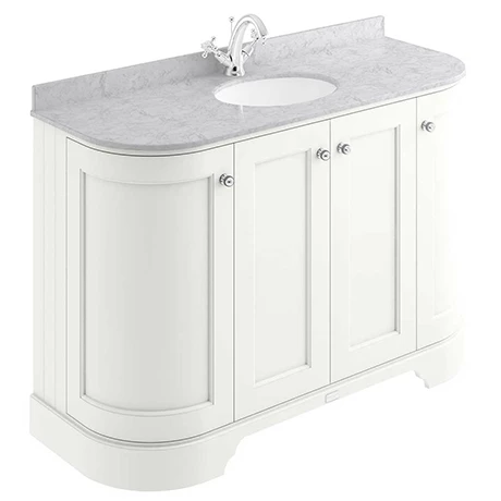 BAYF166-BAYC241_p.jpg Bayswater Pointing White Curved 1200mm 4-Door Vanity Unit & 1TH Grey Marble Single Bowl Basin Top -Victorian Plumbing Shop BAYF166 BAYC241 p