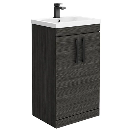 BFS5BLK-MB_n_p.jpg Brooklyn Black Vanity Unit - 500mm Wide with Matt Black Handles -Victorian Plumbing Shop BFS5BLK MB n p