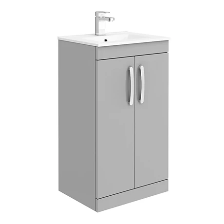 BFS5DG_N_PROD.jpg Brooklyn 500mm Grey Mist Vanity Unit - Floor Standing 2 Door Unit with Minimalist Basin -Victorian Plumbing Shop BFS5DG N PROD