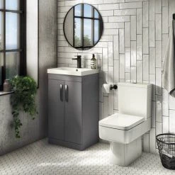 Brooklyn 500mm Gloss Grey Vanity Unit - Floor Standing 2 Door Unit -Victorian Plumbing Shop BFS5GG d4 460