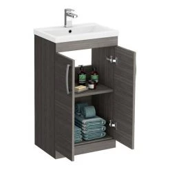 Brooklyn 500mm Grey Avola Vanity Unit - Floor Standing 2 Door Unit -Victorian Plumbing Shop BFS5GRY d1 460