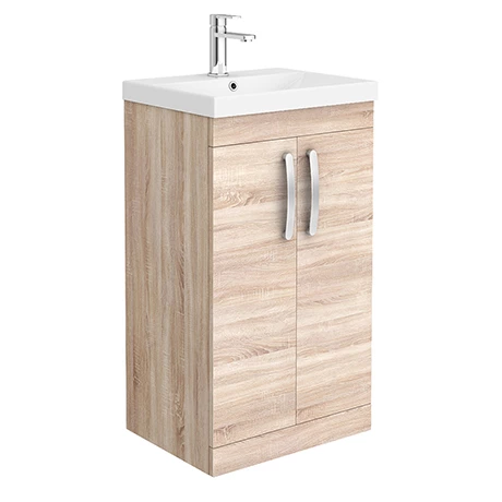 BFS5NTE_n_p.jpg Brooklyn 500 Natural Oak Floor Standing Vanity Unit with Thin-Edge Basin -Victorian Plumbing Shop BFS5NTE n p