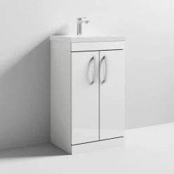 Brooklyn 500 Gloss White Floor Standing Vanity Unit with Thin-Edge Basin 3 Brooklyn 500 Gloss White Floor Standing Vanity Unit with Thin-Edge Basin -Victorian Plumbing Shop BFS5WHTE d3 460