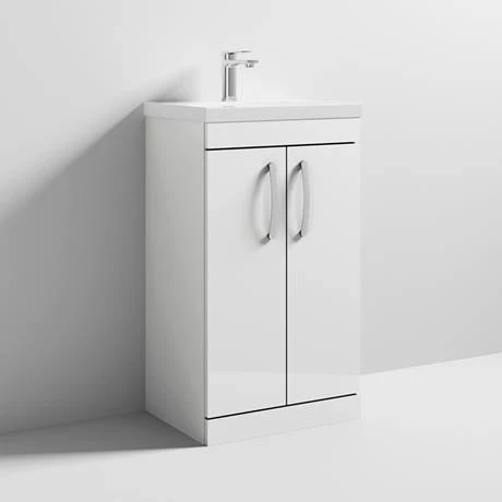 BFS5WHTE_d3_460.jpg Brooklyn 500 Gloss White Floor Standing Vanity Unit with Thin-Edge Basin -Victorian Plumbing Shop BFS5WHTE d3 460