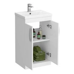 Brooklyn 500mm White Gloss Vanity Unit - Floor Standing 2 Door Unit -Victorian Plumbing Shop BFS5WHT d1 460