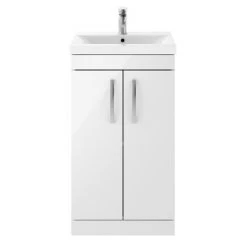 Brooklyn 500mm White Gloss Vanity Unit - Floor Standing 2 Door Unit -Victorian Plumbing Shop BFS5WHT detail1 460