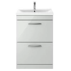 Brooklyn 600mm Grey Mist Vanity Unit - Floor Standing 2 Drawer Unit 3 Brooklyn 600mm Grey Mist Vanity Unit - Floor Standing 2 Drawer Unit -Victorian Plumbing Shop BFS62DGM d3 460