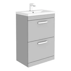 Brooklyn 600mm Grey Mist Vanity Unit - Floor Standing 2 Drawer Unit