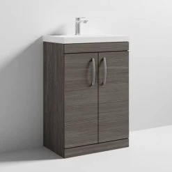 Brooklyn 600 Grey Avola Floor Standing Vanity Unit with Thin-Edge Basin 3 Brooklyn 600 Grey Avola Floor Standing Vanity Unit with Thin-Edge Basin -Victorian Plumbing Shop BFS6GATE d3 460