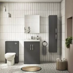 Brooklyn 600mm Gloss Grey Vanity Unit - Floor Standing 2 Door Unit 4 Brooklyn 600mm Gloss Grey Vanity Unit - Floor Standing 2 Door Unit -Victorian Plumbing Shop BFS6GG n d4 460