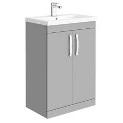 Brooklyn 600mm Grey Mist Vanity Unit - Floor Standing 2 Door Unit