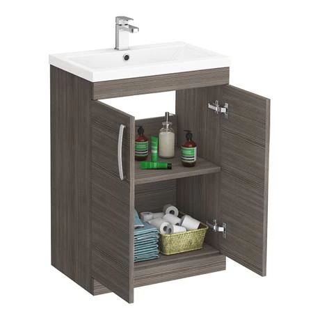 BFS6GRY_d3_460.jpg Brooklyn 600mm Grey Avola Vanity Unit - Floor Standing 2 Door Unit -Victorian Plumbing Shop BFS6GRY d3 460