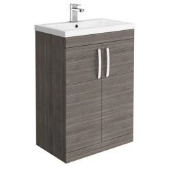 Brooklyn 600mm Grey Avola Vanity Unit - Floor Standing 2 Door Unit