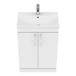 Brooklyn 600 Gloss White Floor Standing Vanity Unit with Thin-Edge Basin -Victorian Plumbing Shop BFS6WHTTE d4 460