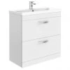 Brooklyn 800mm White Gloss Vanity Unit - Floor Standing 2 Drawer Unit