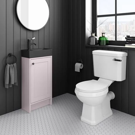 BR4PNKMBG_d1_460.jpg Bromley Pink Cloakroom Vanity Unit (incl. Black Basin + Matt Black Handle) -Victorian Plumbing Shop BR4PNKMBG d1 460