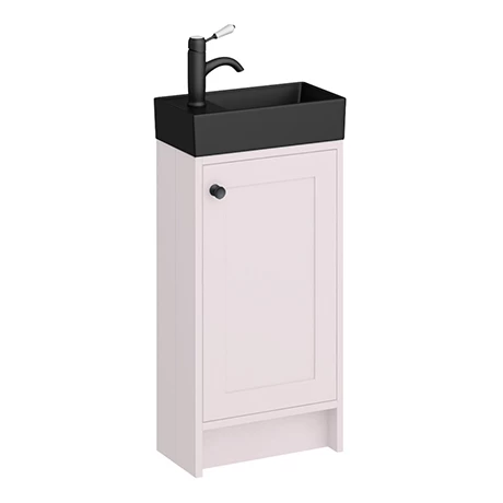BR4PNKMBG_p.jpg Bromley Pink Cloakroom Vanity Unit (incl. Black Basin + Matt Black Handle) -Victorian Plumbing Shop BR4PNKMBG p