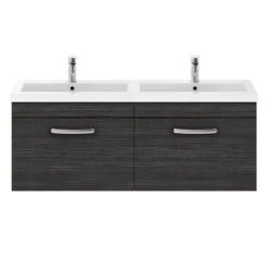 Brooklyn 1205mm Black Wall Hung Single 2 Double Basin Vanity Unit -Victorian Plumbing Shop BWH12B1D d4 460