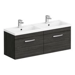 Brooklyn 1205mm Black Wall Hung Single 2 Double Basin Vanity Unit