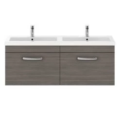Brooklyn 1205mm Grey Avola Wall Hung 2 Drawer Double Basin Vanity Unit -Victorian Plumbing Shop BWH12GA1D d4n 460