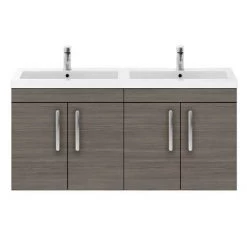 Brooklyn 1205mm Grey Avola Wall Hung 4 Door Double Basin Vanity Unit 3 Brooklyn 1205mm Grey Avola Wall Hung 4 Door Double Basin Vanity Unit -Victorian Plumbing Shop BWH12GA2D d3 460