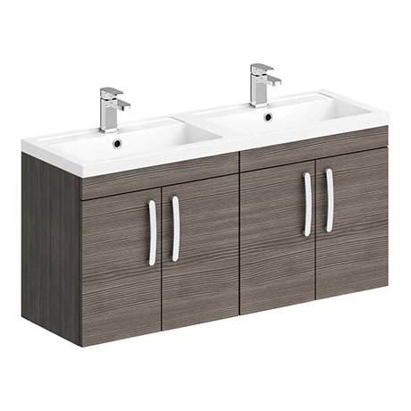 BWH12GA2D_n_p.jpg Brooklyn 1205mm Grey Avola Wall Hung 4 Door Double Basin Vanity Unit -Victorian Plumbing Shop BWH12GA2D n p