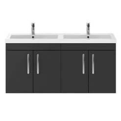 Brooklyn 1205mm Gloss Grey Wall Hung 4 Door Double Basin Vanity Unit 3 Brooklyn 1205mm Gloss Grey Wall Hung 4 Door Double Basin Vanity Unit -Victorian Plumbing Shop BWH12GG2D d3 460