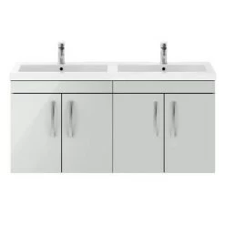 Brooklyn 1205mm Grey Mist Wall Hung 4 Door Double Basin Vanity Unit 3 Brooklyn 1205mm Grey Mist Wall Hung 4 Door Double Basin Vanity Unit -Victorian Plumbing Shop BWH12GM2D d3 460
