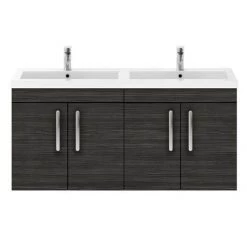Brooklyn 1205mm Black Wall Hung 4 Door Double Basin Vanity Unit -Victorian Plumbing Shop BWH12HB2D d3 460