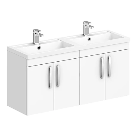BWH12W2D_n_p.jpg Brooklyn 1205mm Gloss White Wall Hung 4 Door Double Basin Vanity Unit -Victorian Plumbing Shop BWH12W2D n p