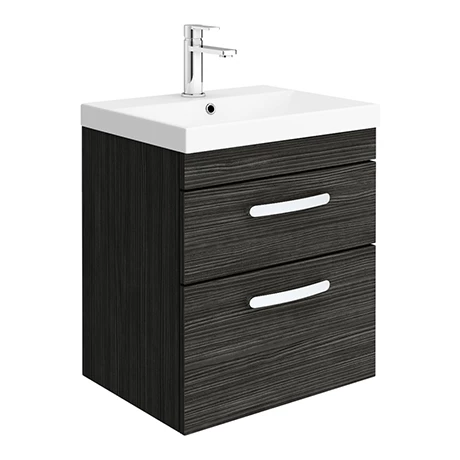 BWH5BLK2DTE_np.jpg Brooklyn 500 Black Wall Hung 2 Drawer Vanity Unit with Thin-Edge Basin -Victorian Plumbing Shop BWH5BLK2DTE np