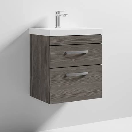 BWH5GA2DTE_nd3_460.jpg Brooklyn 500 Grey Avola Wall Hung 2 Drawer Vanity Unit with Thin-Edge Basin -Victorian Plumbing Shop BWH5GA2DTE nd3 460