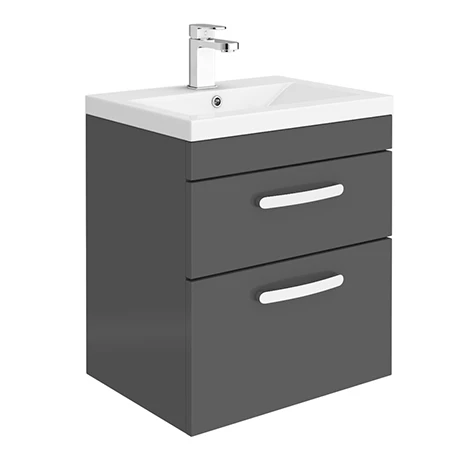 BWH5GG2D_prod.jpg Brooklyn 500mm Gloss Grey 2 Drawer Wall Hung Vanity Unit -Victorian Plumbing Shop BWH5GG2D prod