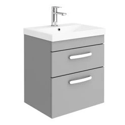 Brooklyn 500 Grey Mist Wall Hung 2 Drawer Vanity Unit with Thin-Edge Basin