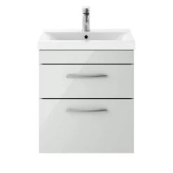 Brooklyn 500mm Grey Mist 2 Drawer Wall Hung Vanity Unit 3 Brooklyn 500mm Grey Mist 2 Drawer Wall Hung Vanity Unit -Victorian Plumbing Shop BWH5GM2D d3 460