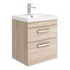 Brooklyn 500mm Natural Oak Wall Hung 2-Drawer Vanity Unit with Thin-Edged Ceramic Basin