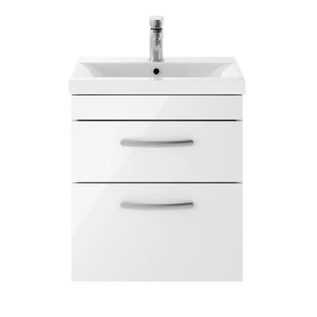 BWH5W2D_d1_460.jpg Brooklyn 500mm White Gloss 2 Drawer Wall Hung Vanity Unit -Victorian Plumbing Shop BWH5W2D d1 460