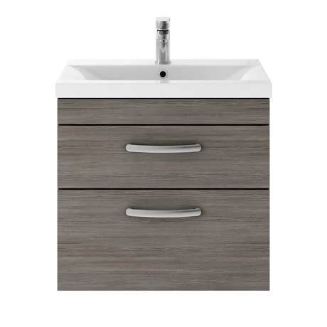 BWH6G2D_d1_460.jpg Brooklyn 600mm Grey Avola 2 Drawer Wall Hung Vanity Unit -Victorian Plumbing Shop BWH6G2D d1 460