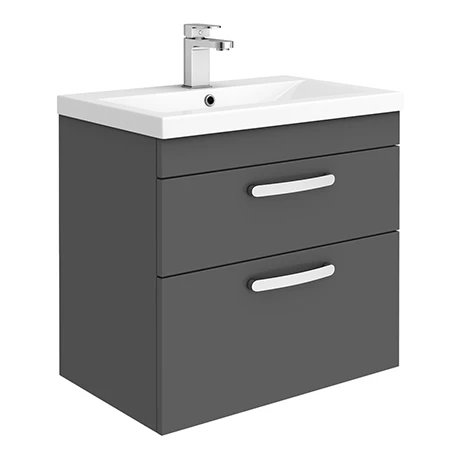 BWH6GG2D_prod.jpg Brooklyn 600mm Gloss Grey 2 Drawer Wall Hung Vanity Unit -Victorian Plumbing Shop BWH6GG2D prod