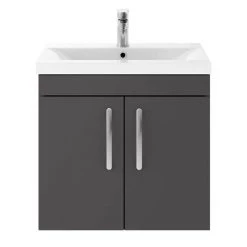 Brooklyn 600mm Gloss Grey 2 Door Wall Hung Vanity Unit -Victorian Plumbing Shop BWH6GG d4 460