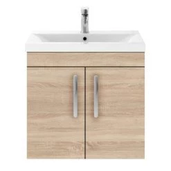 Brooklyn 600mm Natural Oak 2 Door Wall Hung Vanity Unit -Victorian Plumbing Shop BWH6N n d5 460