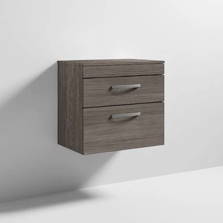 BWH6WT2DG-d4_460.jpg Brooklyn Wall Hung Countertop Vanity Unit - Grey Avola - 605mm 2 Drawer with Chrome Handles -Victorian Plumbing Shop BWH6WT2DG d4 460