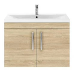 Brooklyn 800mm Natural Oak 2 Door Wall Hung Vanity Unit 3 Brooklyn 800mm Natural Oak 2 Door Wall Hung Vanity Unit -Victorian Plumbing Shop BWH82DNO d2 460