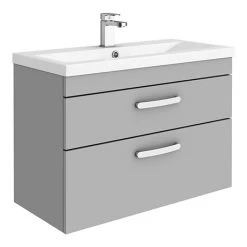 Brooklyn 800mm Grey Mist 2 Drawer Wall Hung Vanity Unit