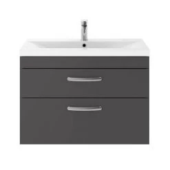 Brooklyn 800mm Gloss Grey 2 Drawer Wall Hung Vanity Unit 3 Brooklyn 800mm Gloss Grey 2 Drawer Wall Hung Vanity Unit -Victorian Plumbing Shop BWH8GRY2D d3 460