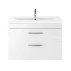 Brooklyn 800mm Gloss White 2 Drawer Wall Hung Vanity Unit 2 Brooklyn 800mm Gloss White 2 Drawer Wall Hung Vanity Unit -Victorian Plumbing Shop BWH8WHT2D d2 460