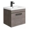Brooklyn Wall Hung Vanity - Grey Avola - 500mm Wide 1-Drawer inc. Matt Black Handle