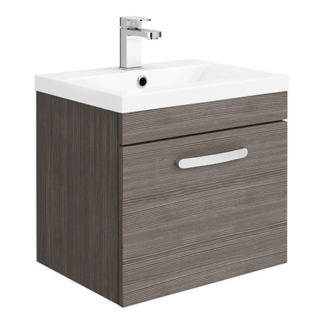 BWHSD5GRY_prod.jpg Brooklyn 500mm Grey Avola Wall Hung Vanity Unit - Single Drawer -Victorian Plumbing Shop BWHSD5GRY prod