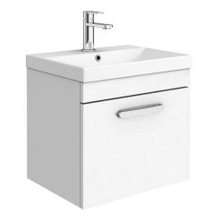 Brooklyn 500 Gloss White Wall Hung 1-Drawer Vanity Unit with Thin-Edge Basin