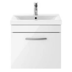 Brooklyn 500mm Gloss White Wall Hung 1-Drawer Vanity Unit 2 Brooklyn 500mm Gloss White Wall Hung 1-Drawer Vanity Unit -Victorian Plumbing Shop BWHSD5WHT d2 460